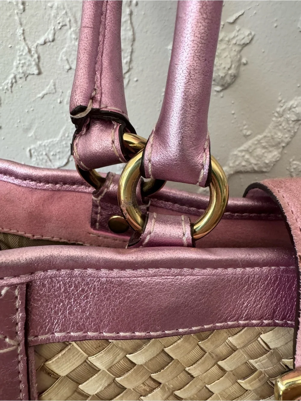 Coach Vintage 2004 Pink Straw Tote Bag - Style 4419